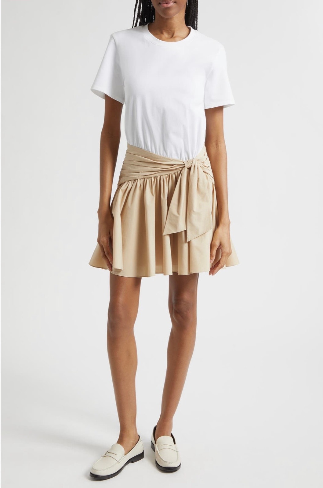 Cinq Sept Leslie Mixed Media Dress - White/Tan, Large